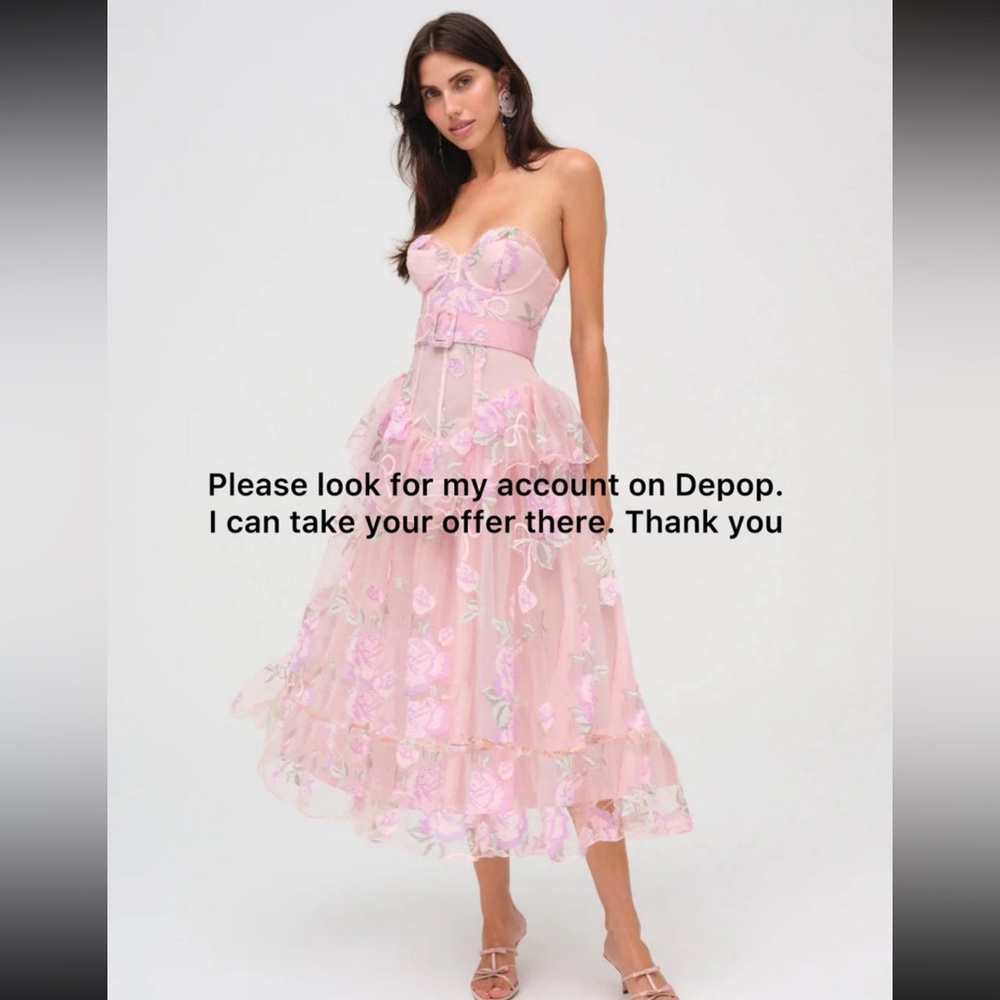 FOR LOVE & LEMONS Emmeline Embroidery Ruffle Midi Dress Size XS NWT - Picture 3 of 17